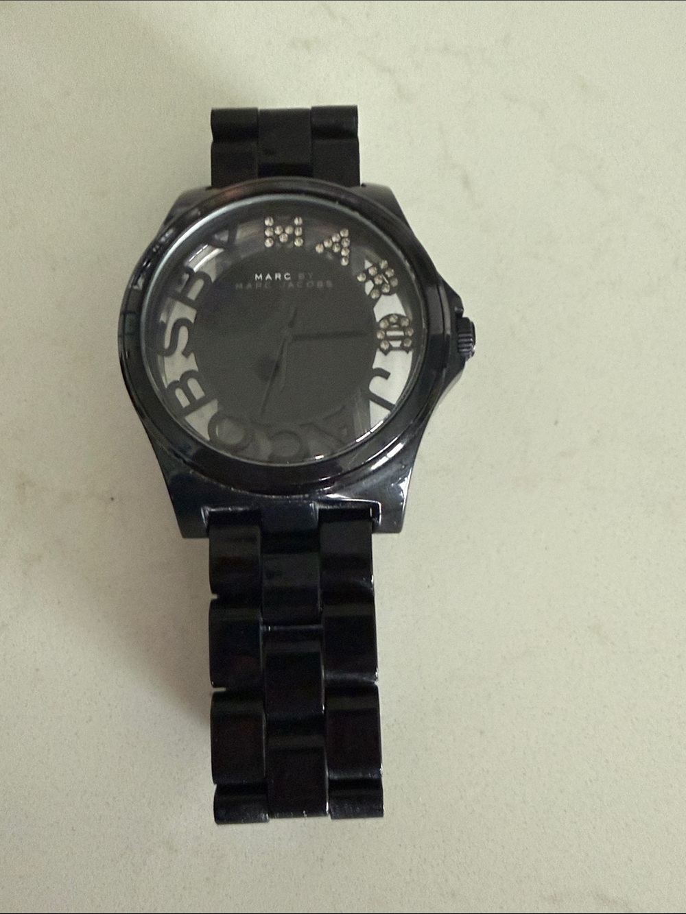 Marc by Marc Jacobs Black Resin Bracelet Watch with Logo Cutout